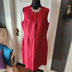 Ann Taylor Red Sheath Midi Dress